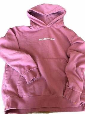 Seek Discomfort Plum Purple Embroidered Hoodie